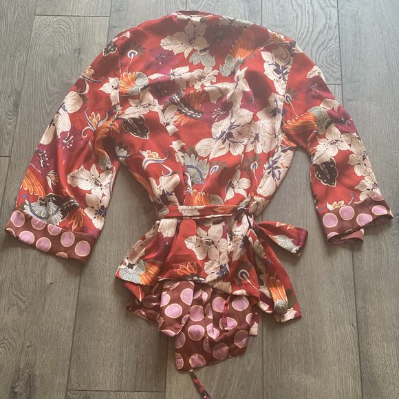 NEW ZARA WRAP KIMONO SHIRT, WITH TIE BELT- US M - Picture 4 of 4